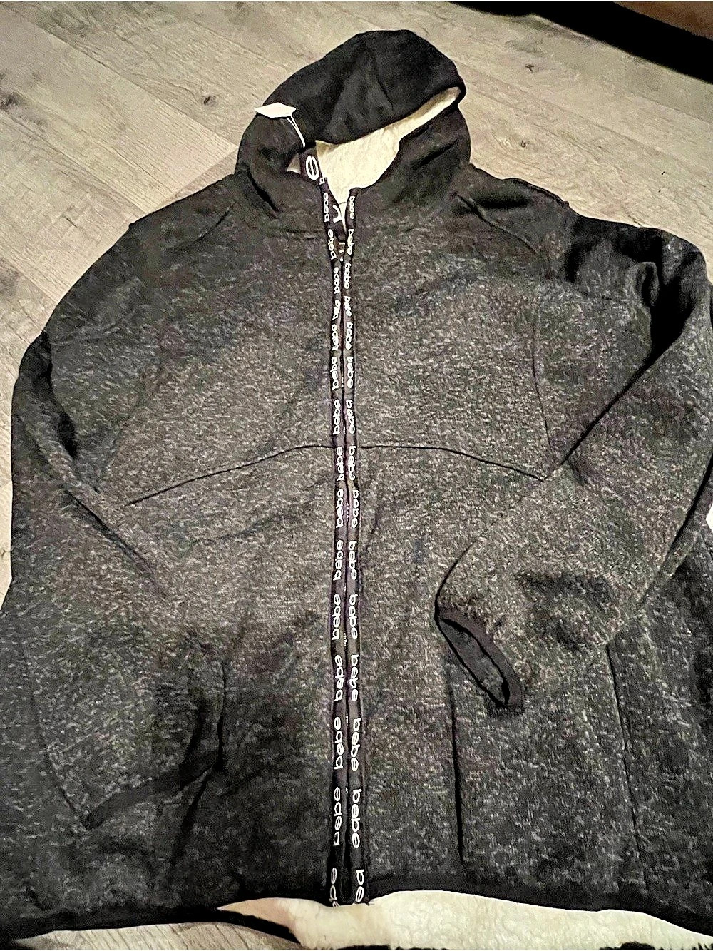 bebe Black Full-Zip Hooded Jacket Size 2X